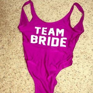 Team Bride one piece swim suit